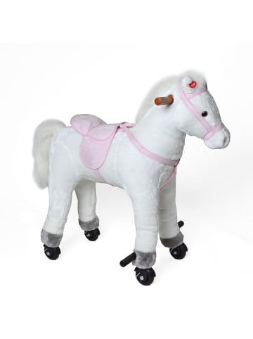 Pink Papaya Reitpferd auf Rollen " Lola " in Weiss / Weiss