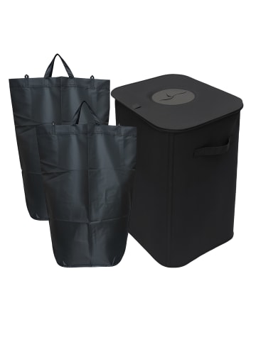 relaxdays Pfandflaschen-Sammelbehälter in Schwarz - 100 l