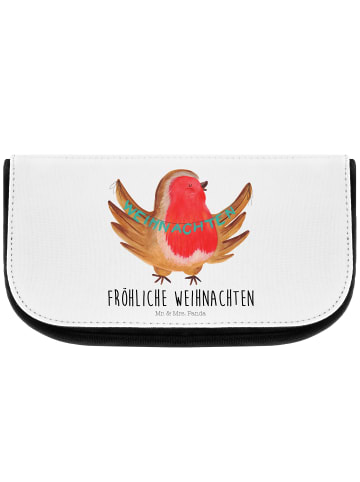 Mr. & Mrs. Panda Kulturtasche Rotkehlchen Weihnachten mit Spruch in Weiß
