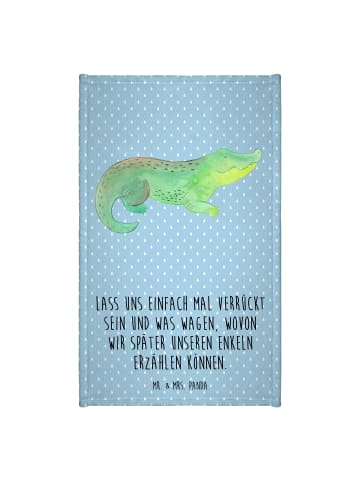 Mr. & Mrs. Panda Frotteetuch Krokodil mit Spruch in Blau Pastell
