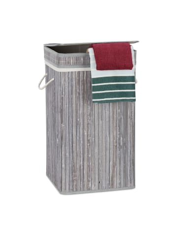 relaxdays 3 x Wäschekorb in Grau - (B)36 x (H)63 x (T)36 cm