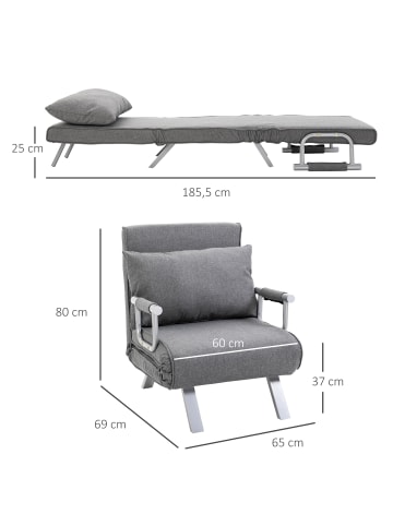HOMCOM Schlafsofa-65B x 69T x 80H cm-Hellgrau