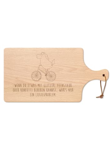 Mr. & Mrs. Panda Frühstücksbrett Einhorn Radfahrer mit Spruch in Transparent