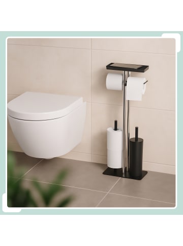 relaxdays WC-Garnitur in Schwarz – (B)30 x (H)77 x (T)15 cm