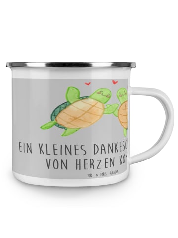 Mr. & Mrs. Panda Camping Emaille Tasse Gastgeschenke Dankeschön ... in Heather Grey