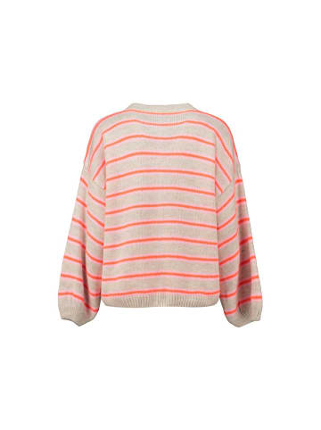 Hailys Pullover in beige-neon orange stripe