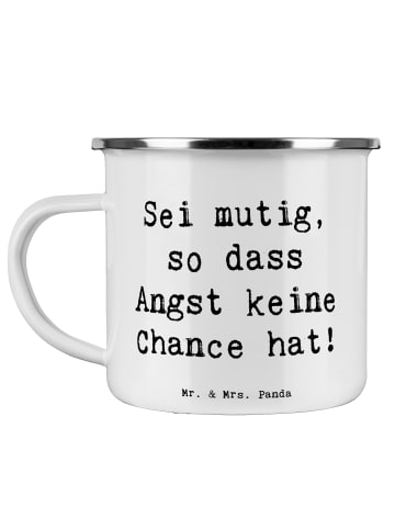 Mr. & Mrs. Panda Tasse Emaille Spruch Angst überwinden mit Spruch in Weiß