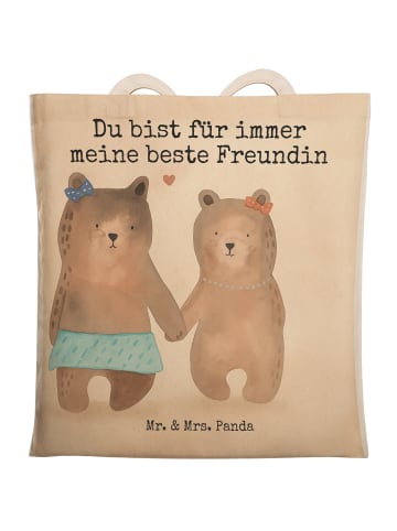 Mr. & Mrs. Panda Tote Bag Bär Freundin Design mit Spruch in Weiß