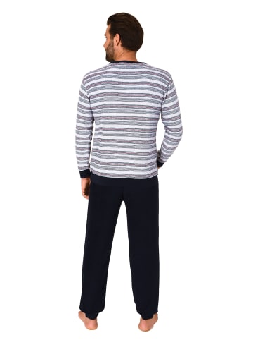 NORMANN langarm Frottee Schlafanzug Pyjama Bündchen - 83297 in anthrazit