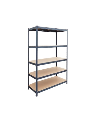 relaxdays Schwerlastregal "5 Ebenen" in Anthrazit - (B)120 x (H)200 x (T)50 cm