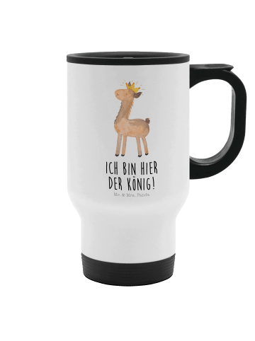 Mr. & Mrs. Panda Edelstahl Trinkbecher Lama König mit Spruch in Weiß