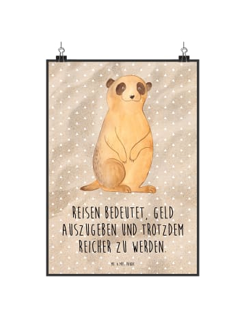 Mr. & Mrs. Panda Wandbild Erdmännchen mit Spruch in Sandig