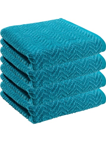 REDBEST Frottier, Jacquard Handtuch 4er-Pack Palmdale in petrol