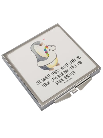 Mr. & Mrs. Panda Kosmetikspiegel Sommerfarben mit Spruch in Weiß