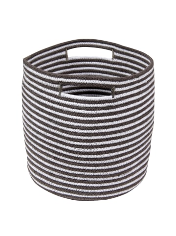 Happy Decor Kids Korb "Gestreifter" in Dunkelgrau/Weiß - Ø 30  cm