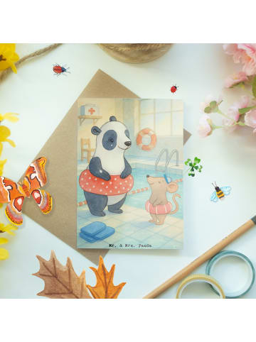 Mr. & Mrs. Panda Grußkarte Otter Schwimmen Design ohne Spruch in Weiß