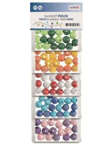 Glorex Nonbook - Kunststoff Perlen, bunt mit Punkten 10mm, 5-fach sort, 50g