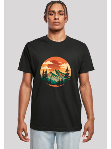 F4NT4STIC T-Shirt Sonnenuntergang Berglandschaft in schwarz