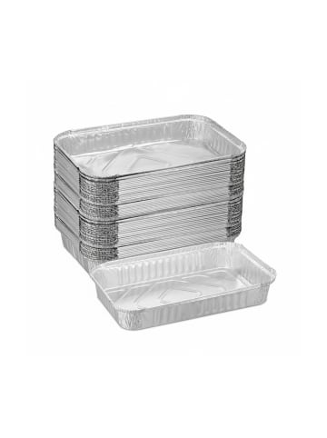 relaxdays 50 x Aluschalen in Silber - (B)31 x (H)4,5 x (T)21 cm
