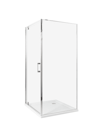 Beliani Duschkabine DARLI in Transparent/Silber - (W) 90 x (H) 185 x (L) 90 cm