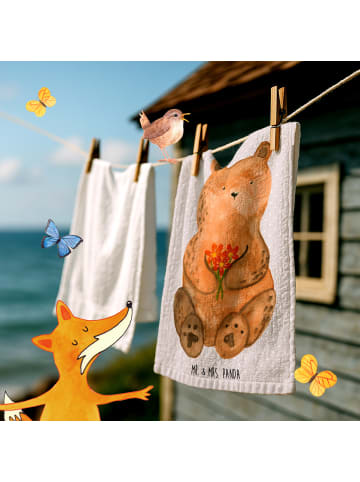 Mr. & Mrs. Panda Gästetuch Bär Dankbar ohne Spruch in Grau Pastell