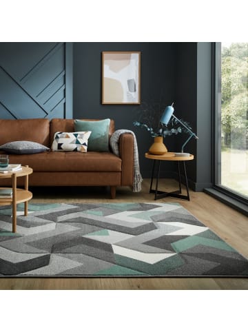 KADIMA DESIGN Langlebiger und pflegeleichter Designer-Teppich in Grün-Grau