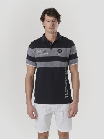 KOROSHI Normal polo pique streifen-block nautik in blau