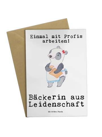 Mr. & Mrs. Panda Beileidskarte Bäckerin Leidenschaft mit Spruch in Weiß