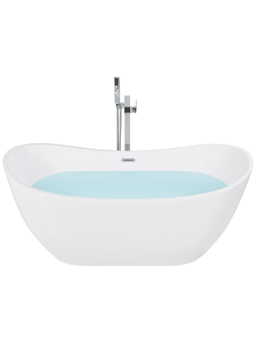 Beliani Freistehende Badewannen ANTIGUA in Weiß/Silber - (W) 77 x (H) 72 x (L) 170 cm