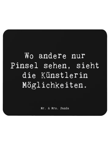 Mr. & Mrs. Panda Mauspad Spruch Künstlerin Visionen mit Spruch in Schwarz
