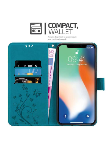 cadorabo Hülle für Apple iPhone XS MAX Blumen Design in FLORAL BLAU