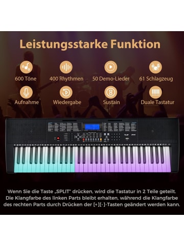 COSTWAY Keyboard Piano Set mit 61 Tasten in Schwarz