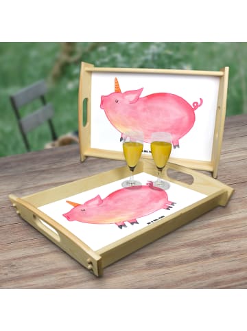 Mr. & Mrs. Panda Servier Tablett Einhorn Schwein ohne Spruch in Weiß