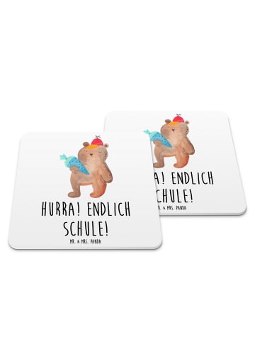 Mr. & Mrs. Panda Untersetzer Bär Schultüte mit Spruch in Weiß