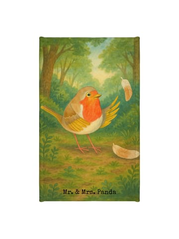Mr. & Mrs. Panda Handtuch Rotkehlchen Federn Design ohne Spruch in Weiß