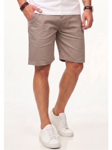 behype Chinoshorts - Kurze Hose mit Stretch inkl. Gürtel für Herren in Taupe