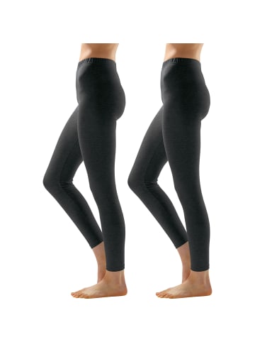 Erwin Müller Single-Jersey Leggings, lang 2er-Pack in anthrazit meliert