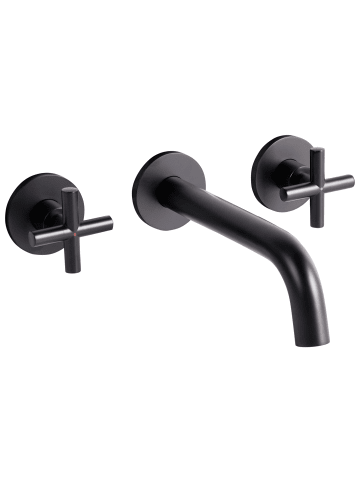 Beliani Wasserhähne KAIETEUR in Schwarz - (W) 30 x (H) 9 x (L) 21 cm