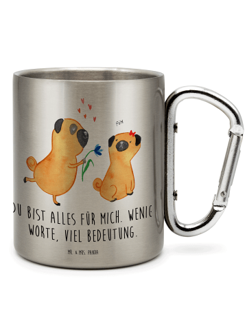 Mr. & Mrs. Panda Becher Mops Verliebt mit Spruch in Silber