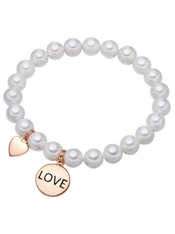 Lulu & Jane Armband roségold Muschelkernperle weiß in weiß