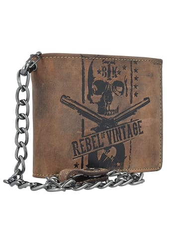 Greenburry Vintage Skull Kettenbörse Leder 12,5 cm in nut brown