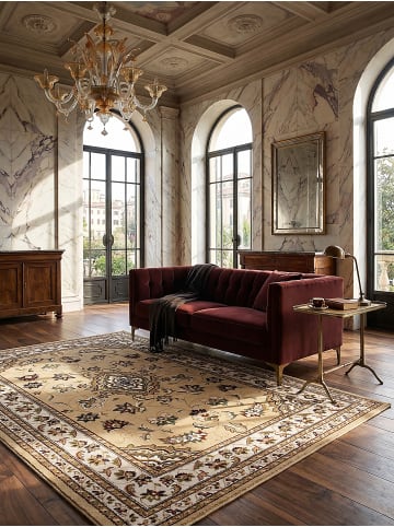 KADIMA DESIGN Kurzflor-Teppich Pflegeleicht GLAZERT Floral Strapazierfähig in Braun