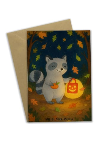 Mr. & Mrs. Panda babykarte Waschbär Laterne Design ohne Spruch in Weiß