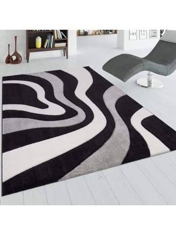 KADIMA DESIGN Teppich Kurzflor Abstrakt Wohnzimmer in Schwarz