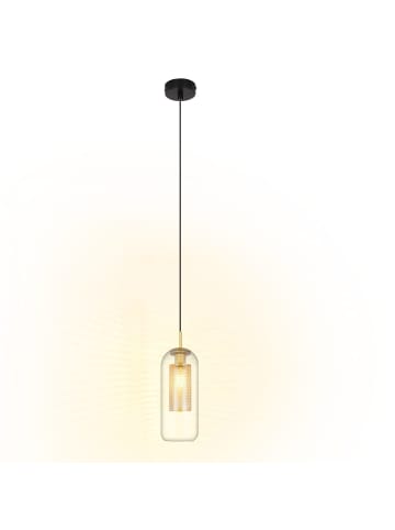 ZMH Pendelleuchte in gold Glas 1-flammige E27 oval Metaal Modern