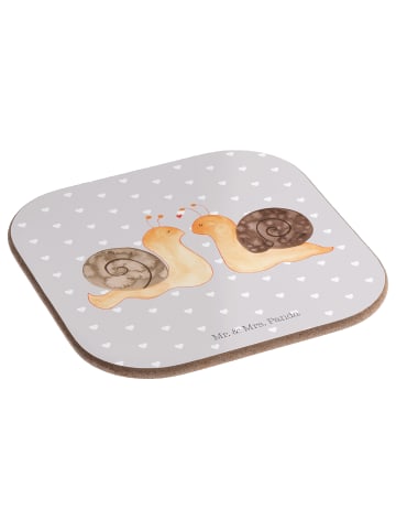 Mr. & Mrs. Panda Untersetzer Gläser Schnecken Liebe ohne Spruch in Grau Pastell