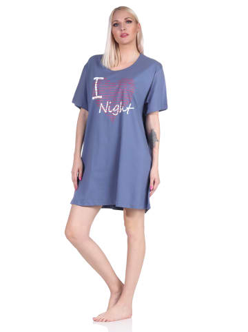 NORMANN kurzarm Nachthemd Schlafshirt Designs - 66955 in bunt