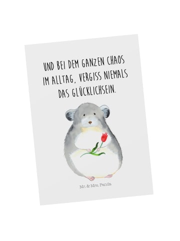 Mr. & Mrs. Panda Postkarte Chinchilla Blume mit Spruch in Weiß