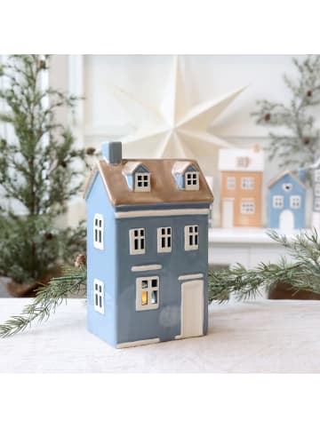 Chic Antique Chamonix Keramikhaus für Teelicht 7 aus sky blue in sky blue