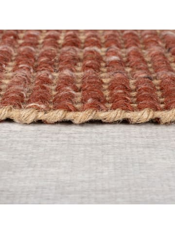 KADIMA DESIGN Teppich Jute-Wolle Farbverlauf, beidseitig nutzbar, handgewebt in Rot